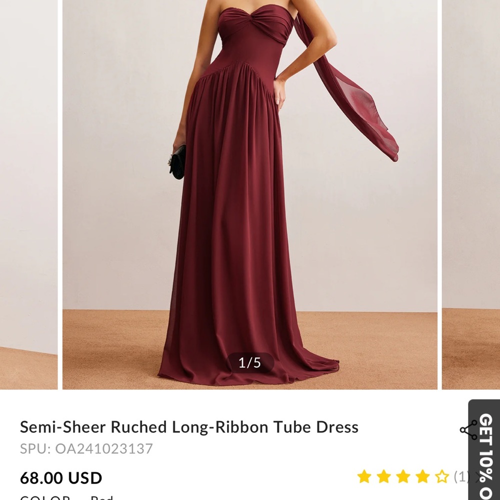 Elegant Burgundy Strapless Evening Gown